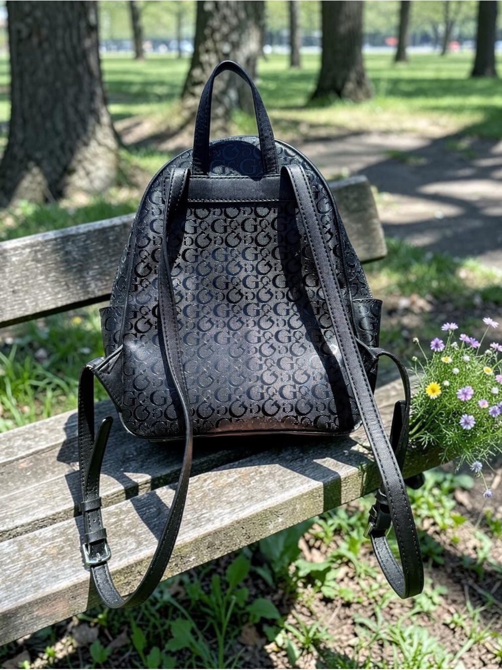 Guess Iridescent Black Logo Mini Backpack - Picture 2 of 9